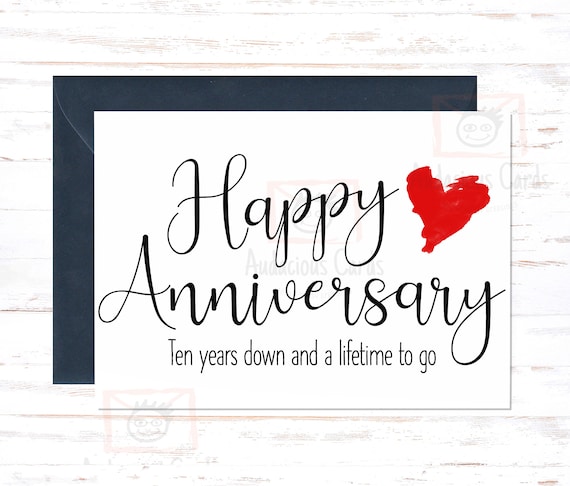 10th Anniversary Card, 10th Anniversary Card for Him, 10th