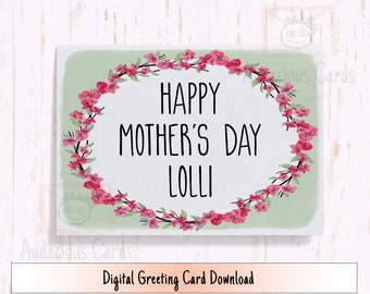 Printable Mother's Day Card for Lolli: Floral Design (Digital Download)