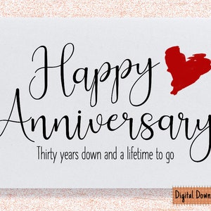 Cartão de aniversário de 30 anos para impressão, presente de 30 anos, cartão de aniversário de trinta anos, para marido, para esposa, trigésimo aniversário