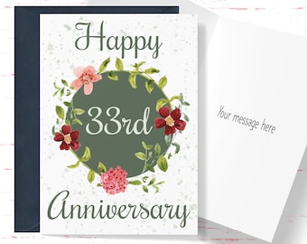33rd Anniversary Gift for Couple, Thirty Third Anniversary Card for Couple, For Husband, For Wife, 33 Year Anniversary Card