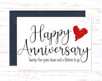 25th Anniversary Card: Happy Anniversary, Twenty-Five Years
