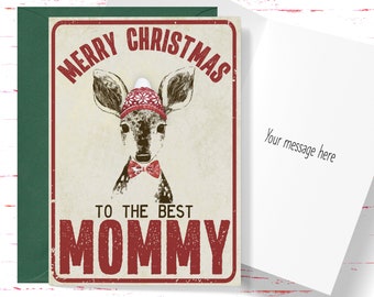 Christmas Card for Mommy, Vintage Style Christmas Card Merry Christmas to the Best Mommy