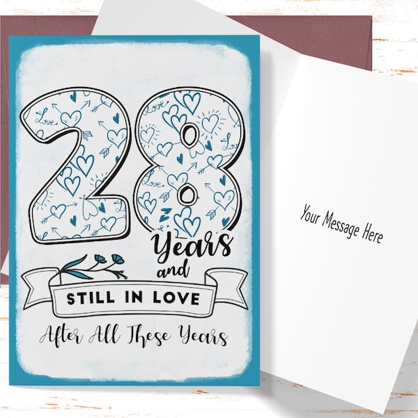 28th Anniversary Card, 28th Anniversary Gift, Twenty Eighth Anniversary Card, For Husband, For Wife, Still In Love, 28 Year Anniversary