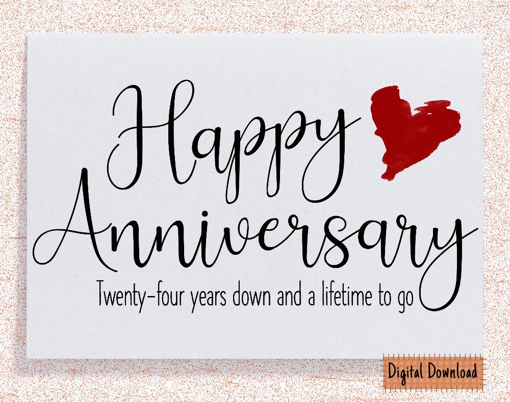 Printable 24th Anniversary Card 24th Anniversary Gift Twenty pic