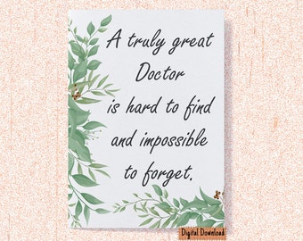 Printable Doctor Card, Thank you Card for Doctor
