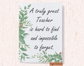 Teacher Appreciation Card: Floral Design (Digital Download)