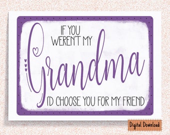 Printable Birthday Card for Grandma, Card for Grandma, Greeting Card for Grandma, Grandparents Day Card, Mother's Day Card