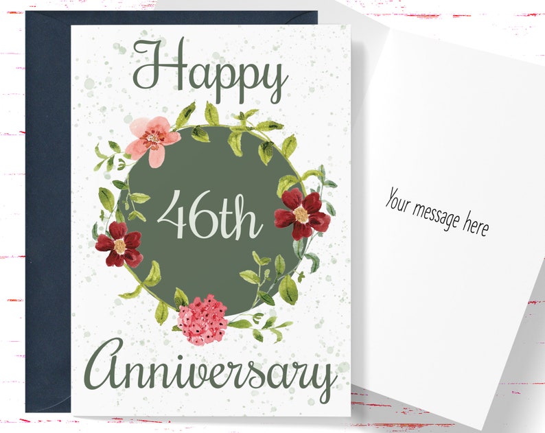 46th Anniversary Card for Couple: Floral Greeting Card - Etsy