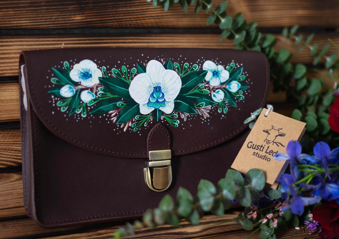 Handbemalte personalisierte Ledertasche (Echtleder oder Vegan