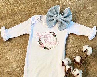 personalized baby gowns and hats