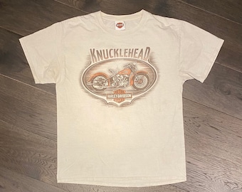 Classic Harley Davidson Vintage Embroidered single Stitch T-Shirt Large TROG