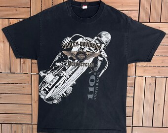 Harley Davidson Brisbane, Australia Graphic Tee | Size Large | Vintage 2000s Motorcycle Biker Black T-Shirt |Free Shipping to USA|
