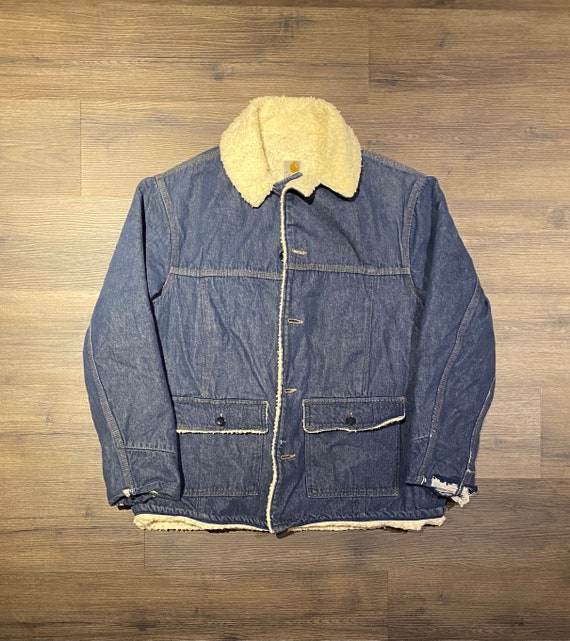 Carhartt Sherpa Lined Denim Jacket Size 
