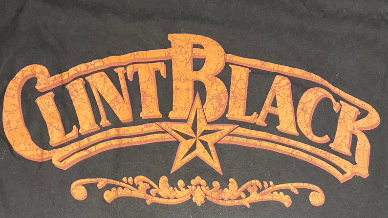 Country Music Singer Clint Black American Tour Graphic Tee Free Shipping to USA| Size Large |Vintage 1990s Single Stitch Black T-Shirt