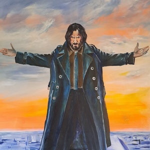 Here I am , Unique hand painted, Portrait, Canvas painting, Acrylic paints, Keanu Reeves, John Wick, Constantine, Neo, Matrix