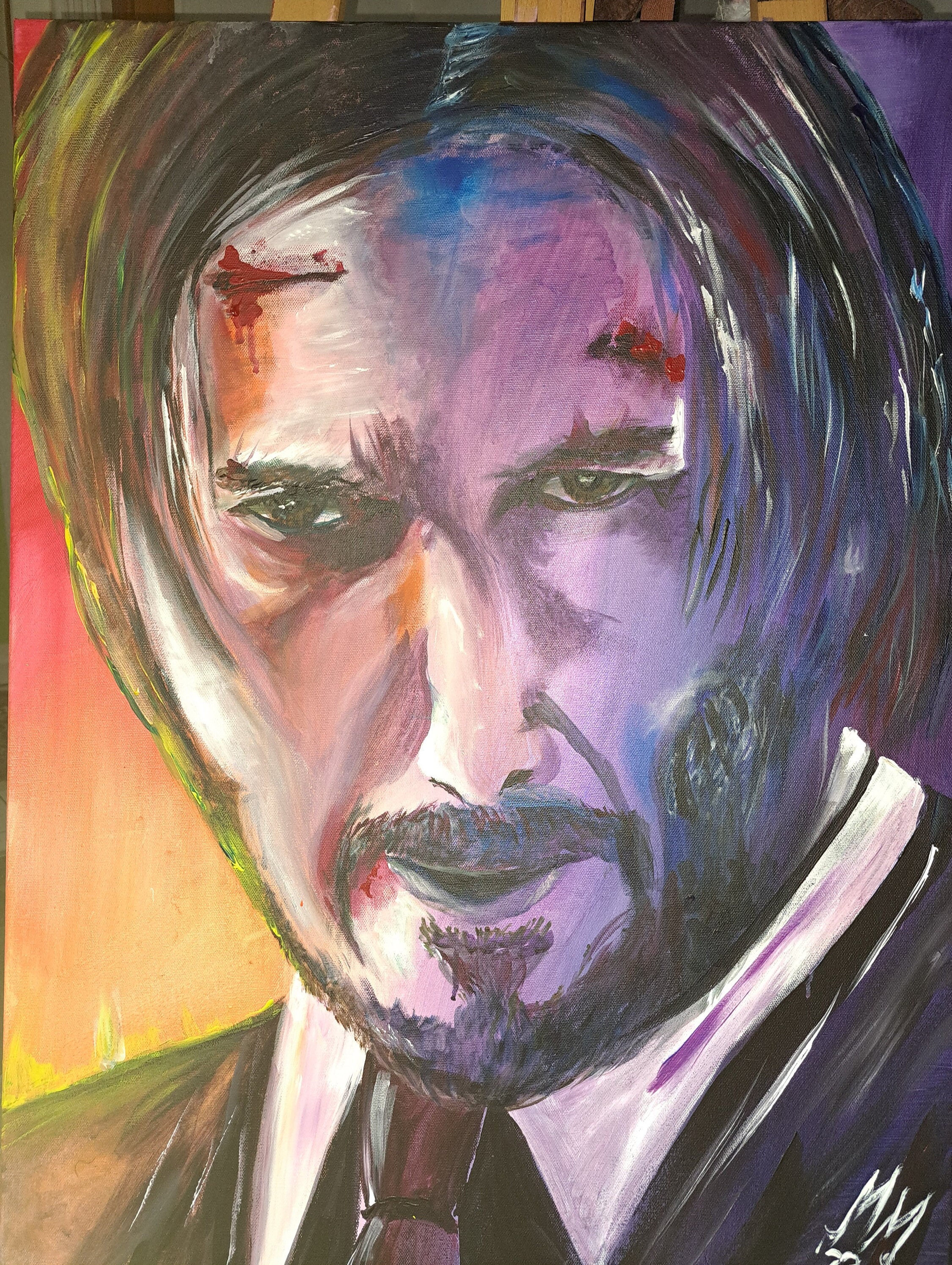 キアヌ・リーブスの孤独を描いた、手描きのユニークな肖像画。ポップ