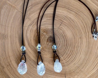 Angel Aura Quartz Necklace, Healing Gemstone Aura Quartz Jewelry, Angel Aura Quartz Pendant, Natural Stone Healing Crystal Protection