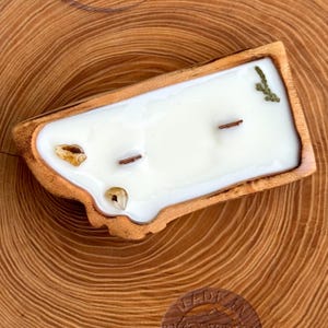 Mini Montana-Shaped Wooden Candle – 4 oz Soy & Beeswax Candle with Crackling Wood Wick image 1