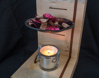 Wooden Potpourri Stand with a Handpoured Soy Candle, Unique Wood Decor, Wooden Decoration, Home Scents, Potpourri Decor, Wood Home Decor