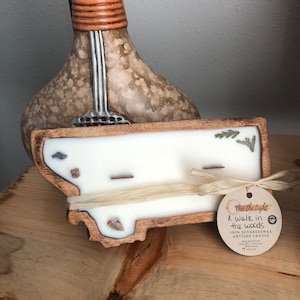 Montana Shaped Wood Bowl Candle: Soy Beeswax, Clean Scents