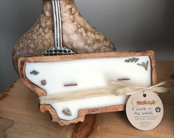 Montana Shaped Candle, Montana Dough Bowl Candle, Montana Wooden Candle, Big Sky Country, Country Decor, Farmhouse Style, Souvenir