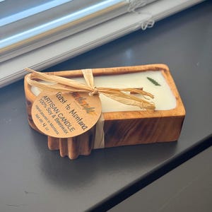 Mini Montana-Shaped Wooden Candle – 4 oz Soy & Beeswax Candle with Crackling Wood Wick image 8
