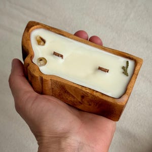 Mini Montana-Shaped Wooden Candle – 4 oz Soy & Beeswax Candle with Crackling Wood Wick image 2