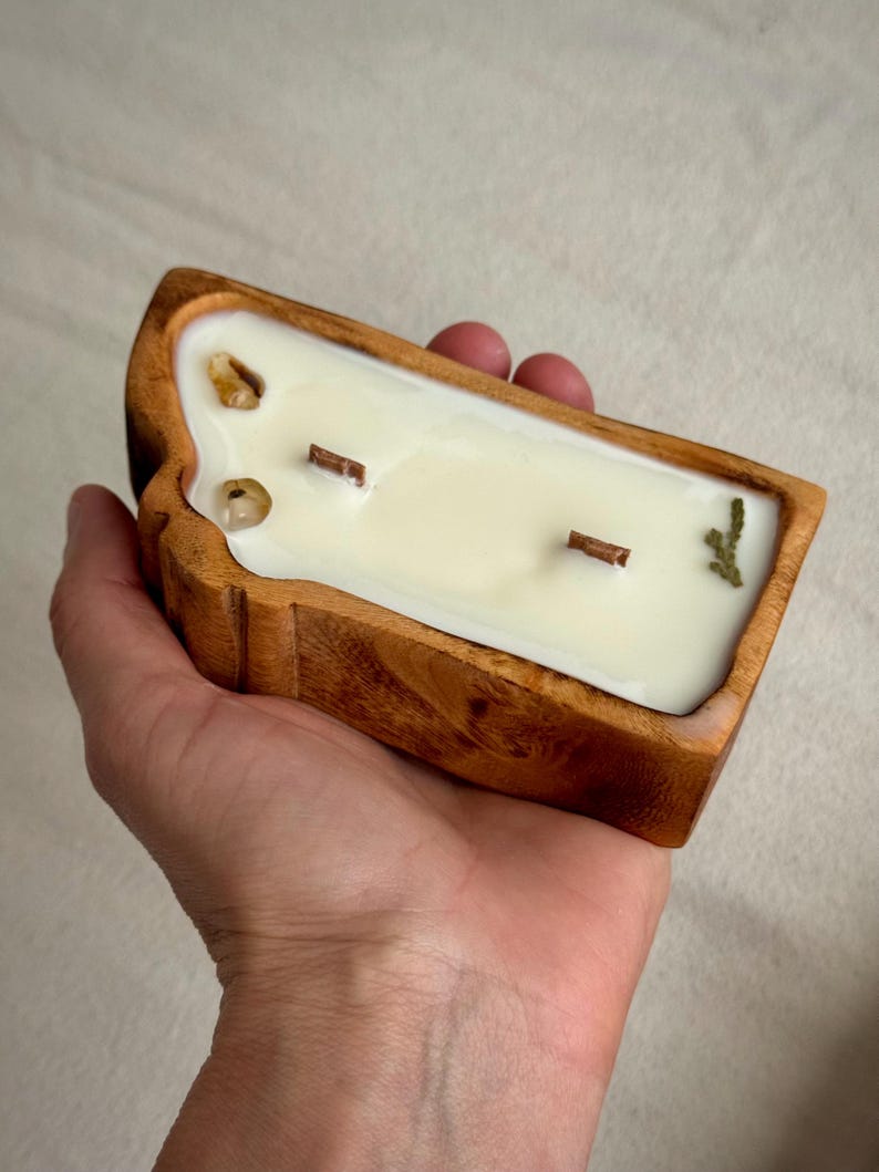 Mini Montana-Shaped Wooden Candle – 4 oz Soy & Beeswax Candle with Crackling Wood Wick image 2