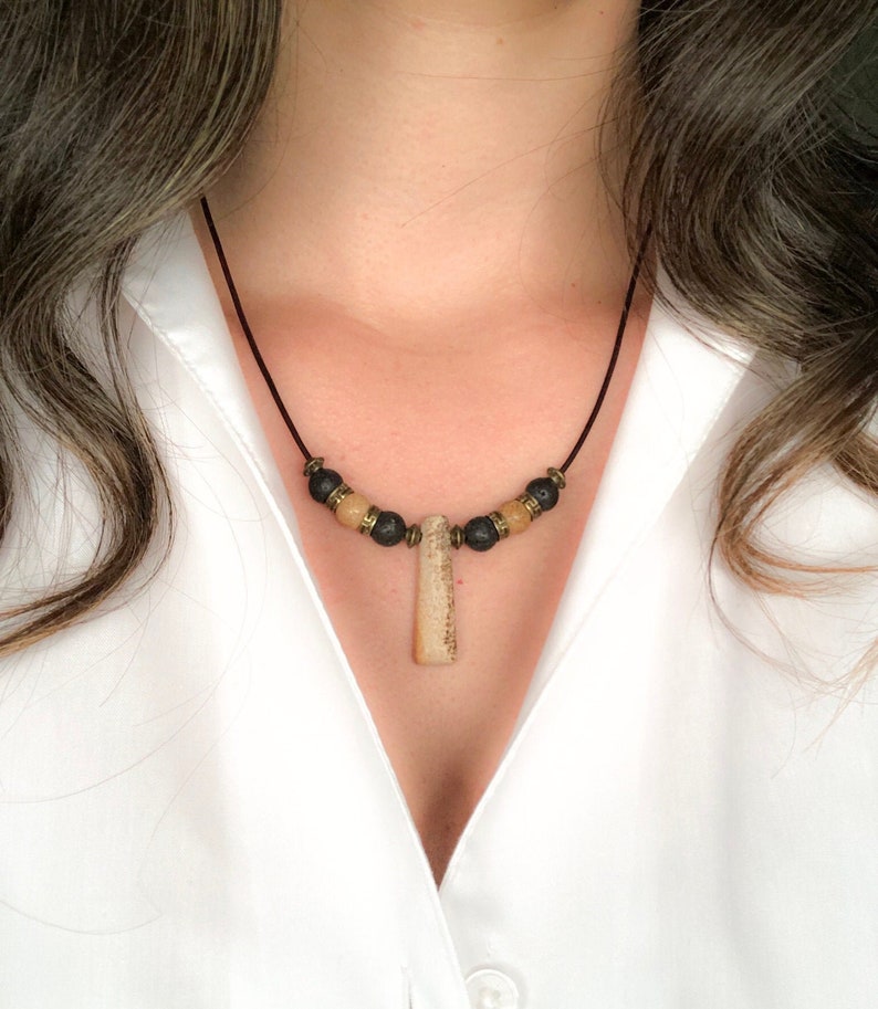 Leather Cord Lava Beads Handmade Jasper Beads Jasper Natural Stone Necklace