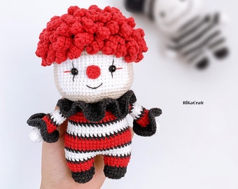 Clown Halloween pattern, Amigurumi crochet pattern. Instant download.