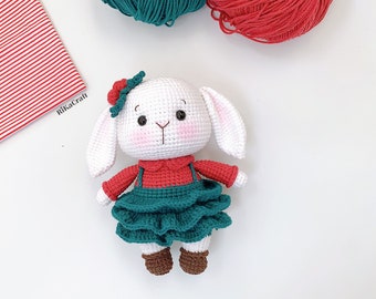 Crochet bunny christmas, amigurumi bunny, rabbit couple pattern