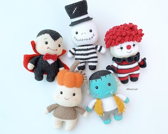 Haakpatroon Halloween-amigurumi: combinatie van 5 poppen (pdf-patroon)