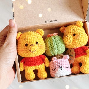 Pooh crochet pattern keychain pattern, crochet winnie the pooh, amigurumi pooh keychain