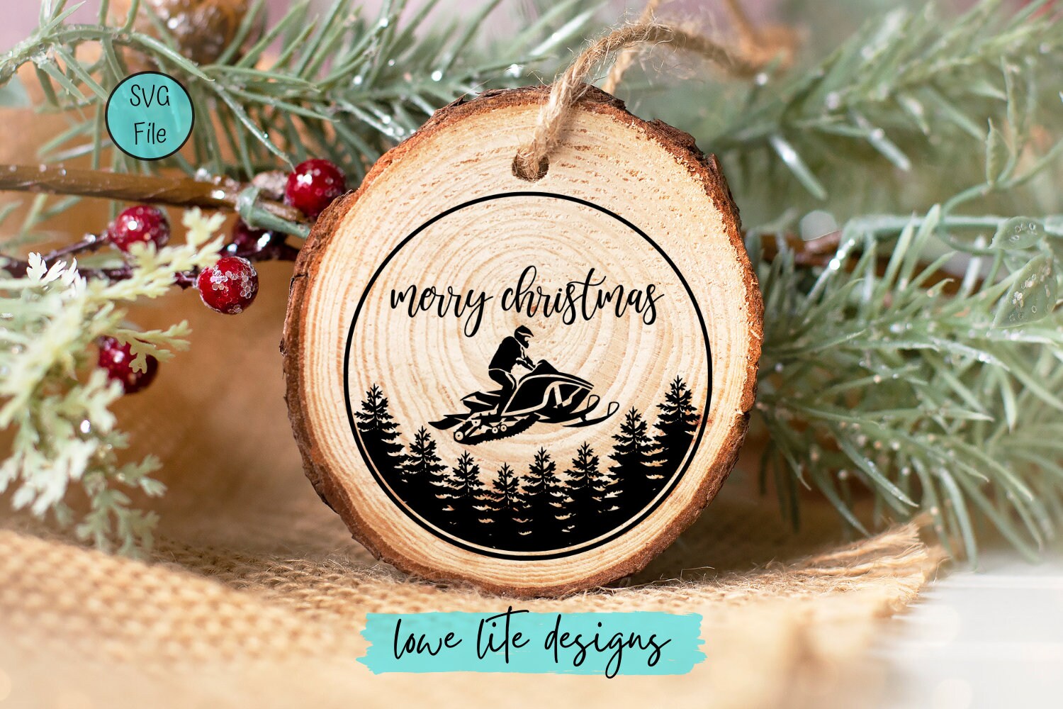 Merry Christmas - Snowmobile SVG - , Round, Winter, Snow, Winter Sports ...