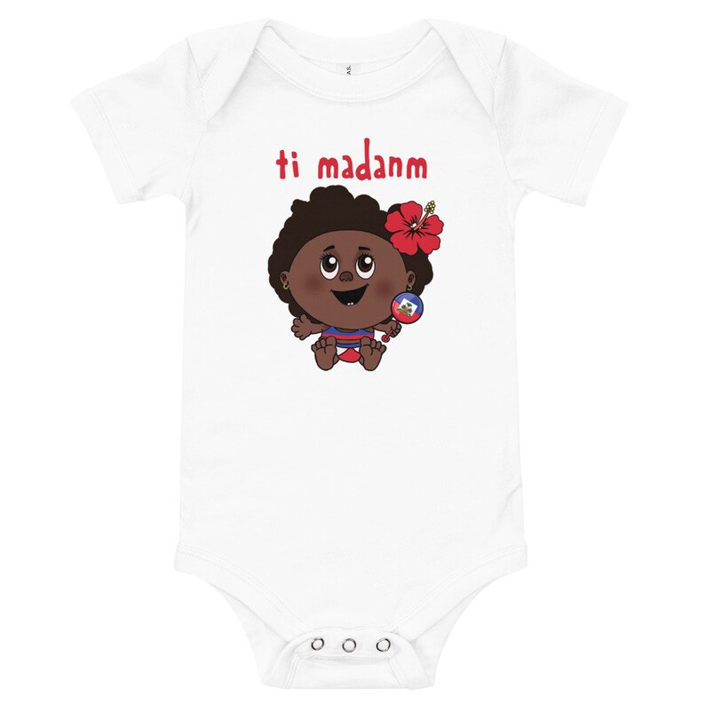 Ti Madanm Black Baby Cartoon Hibiscus Onesie T-Shirt