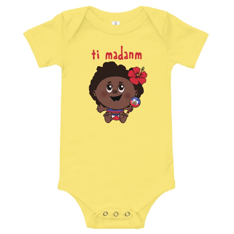 Ti Madanm Black Baby Cartoon Hibiscus Onesie T-Shirt