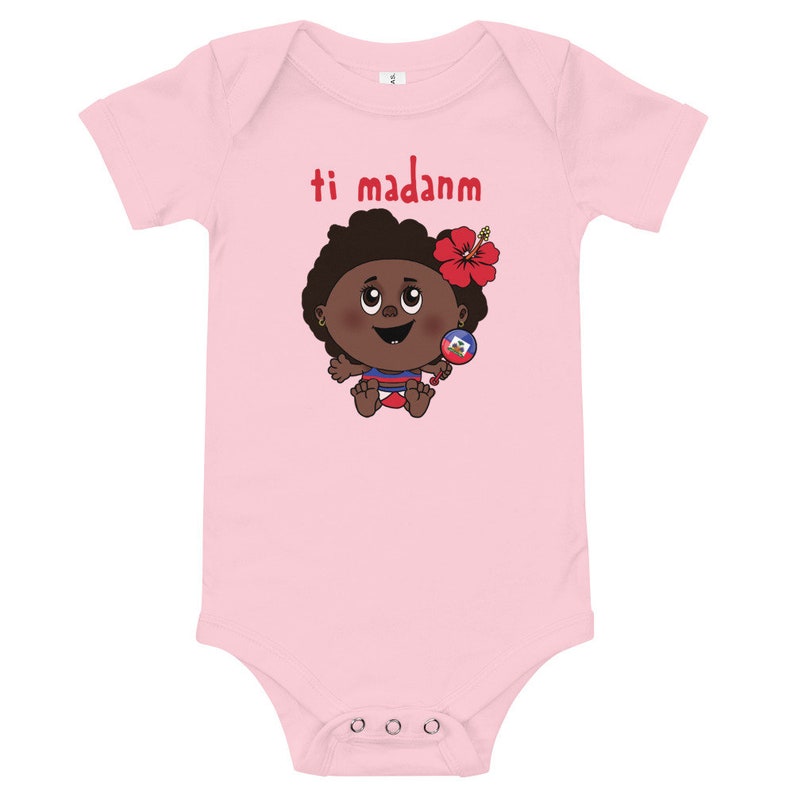 Ti Madanm Black Baby Cartoon Hibiscus Onesie T-Shirt