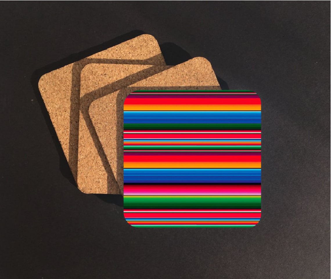 4 Set of Mexican Serape Drink Coasters Mexican Serape Etsy
