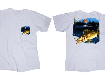 Walleye Fish White T-shirt, Walleye Fish
