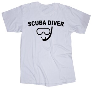 Scuba Diver White T-shirt, Swimming Tee, Scuba Diver Gifts