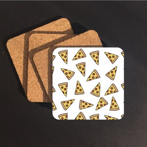4 set of Pizza Wallpaper Drink Coasters, Pizza Coasters, Pizza Wallpaper, Pizza Pattern, Pizza Merch, Pizza Gifts, Pizza Table Coasters