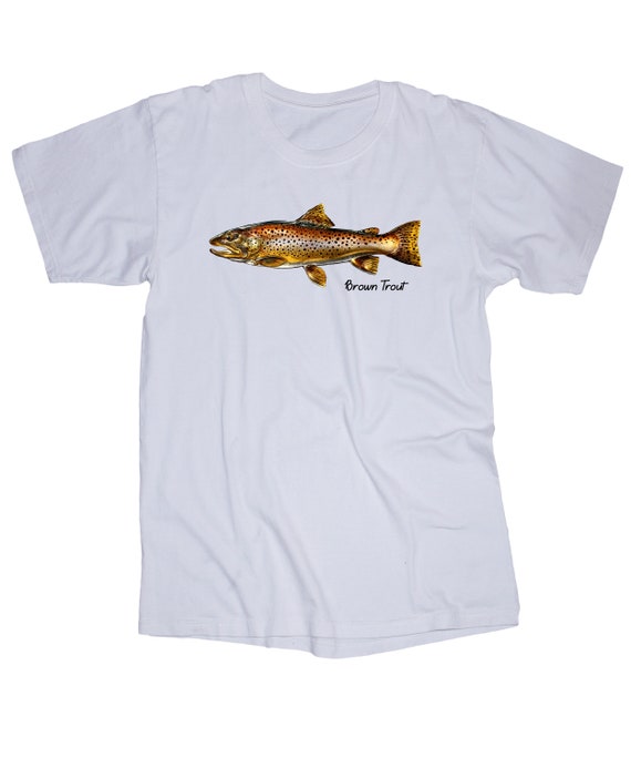 Brown Trout White T-shirt, Fishing T-shirt, Fish T-shirt, Trout Fish 