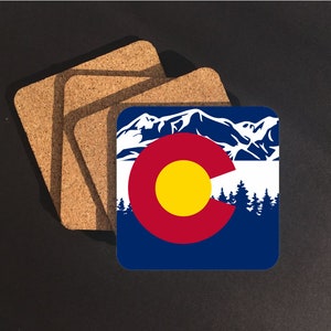 4 set of Colorado Drink Coasters, Colorado Coasters, Colorado Table Coasters, Colorado Flag Coasters, Colorado State Coasters, Colorado