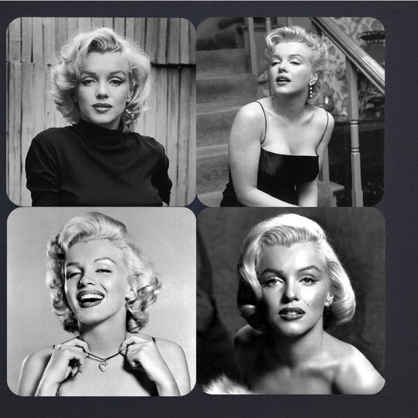 4 set of Marilyn Monroe Drink Coasters, Marilyn Monroe Coasters, Marilyn Monroe, Marilyn Monroe Gifts, Marilyn Monroe Merch, Table Coasters