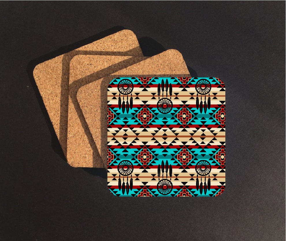 4 set of Southwest Native Drink Coasters Southwestern Etsy