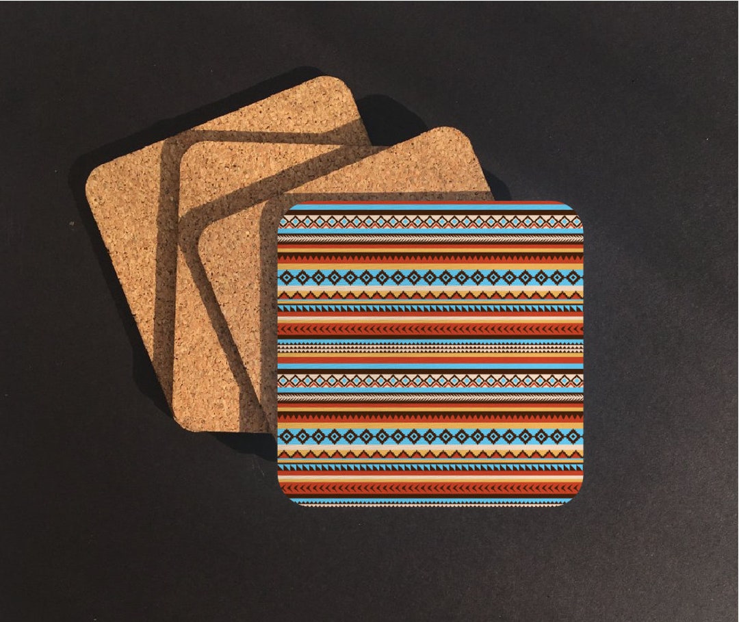 4 Set of Southwestern Native Coasters, Native American Coasters, Navajo ...