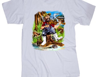 Cajun White T-shirt, Front Chest Only Print, Cajun Design, Cajun Print