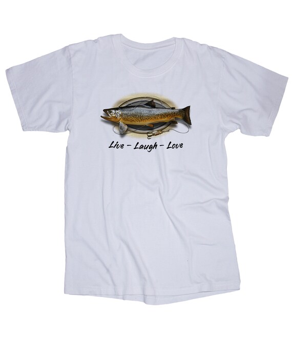 Live Laugh Love White T-shirt, Brown Trout Print, Brown Trout Fish, Fishing  T-shirt -  Canada