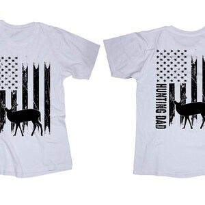 Hunting Dad Hunting T-shirt Deer Elk Woods Mountains American flag