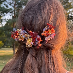 Autumn wedding Terracotta purple Fall hair flowers Bridal Wedding flower pins Bridal burnt hair accessories Lavender Natural flower hairpins